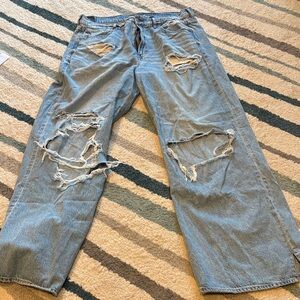 American Eagle Outfitters High Rise Distressed Blue Jeans